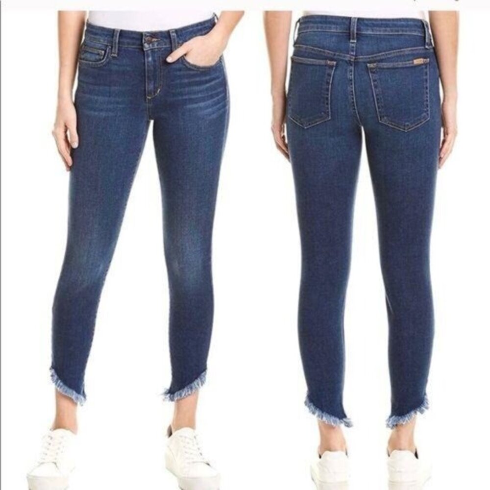 Joe’s Jeans Frayed 24 Skinny Cropped Frayed The Icon Blue Denim Ankle Asymmetric